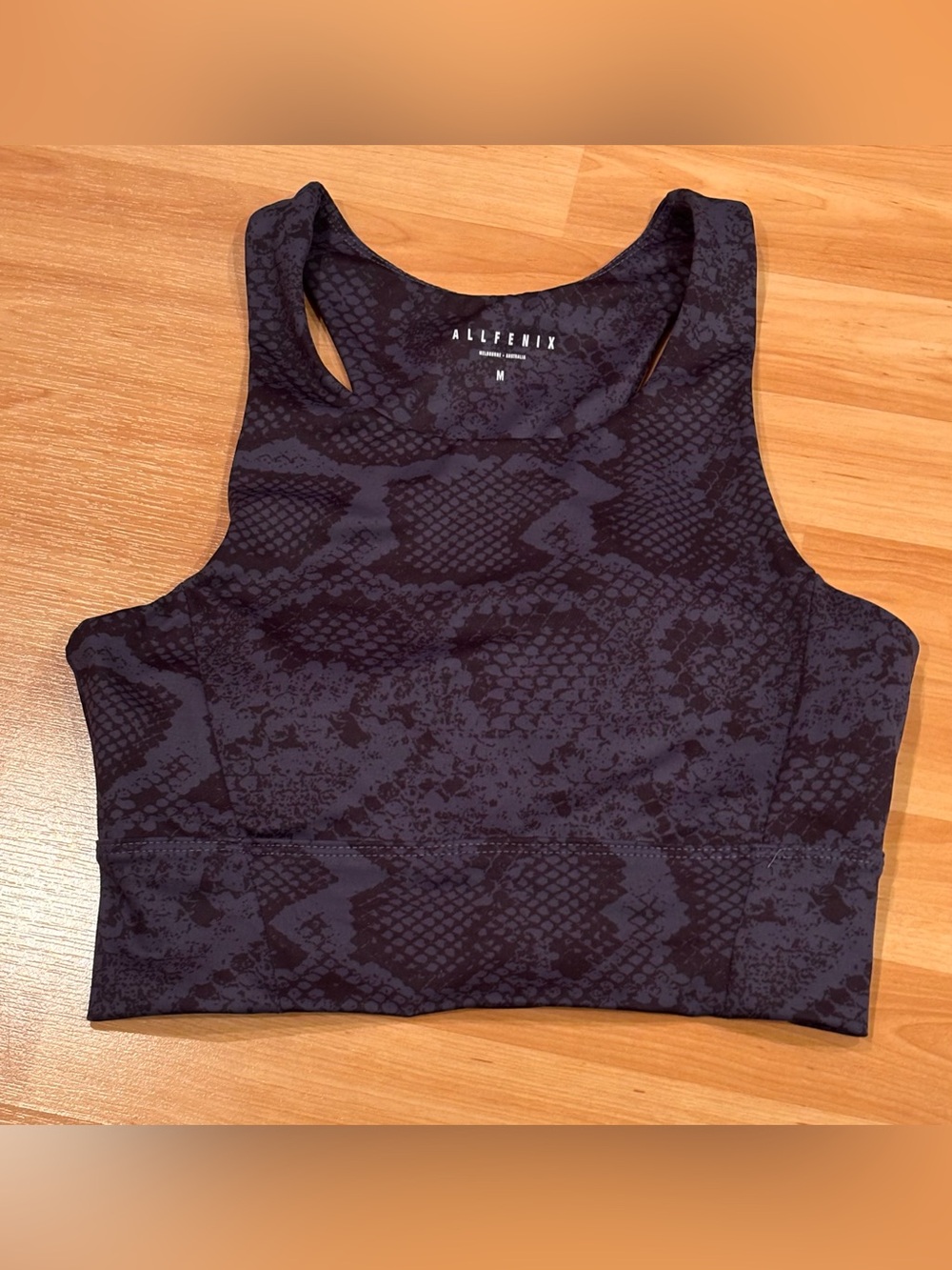 Anthropologie Allfenix Black Snake-Print Sports Bra